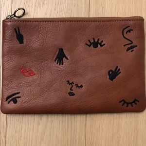 Madewell- The Leather Pouch Clutch w embroidery